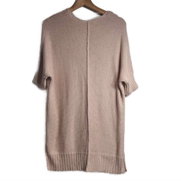 Chico's Hi-Lo Mallory Pullover  Short Sleeve Sweater in Blush Color Size Small - Picture 5 of 10